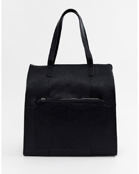 schwarze Shopper Tasche aus Leder von Pieces