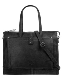 schwarze Shopper Tasche aus Leder von Sansibar