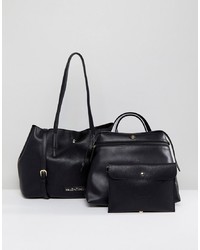 schwarze Shopper Tasche aus Leder von Valentino by Mario Valentino