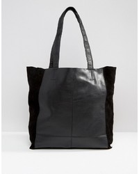 schwarze Shopper Tasche aus Leder von Warehouse