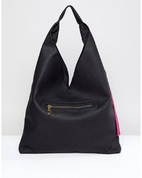 schwarze Shopper Tasche aus Leder von Yoki Fashion