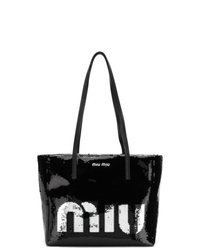 schwarze Shopper Tasche aus Pailletten von Miu Miu