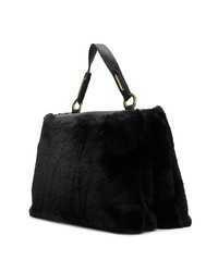 schwarze Shopper Tasche aus Pelz von Orciani