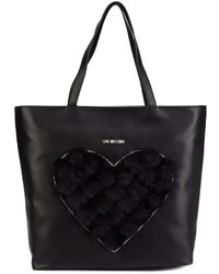 schwarze Shopper Tasche aus Pelz von Love Moschino