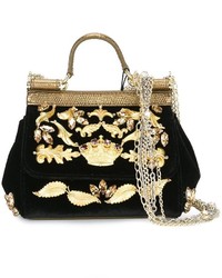 schwarze Shopper Tasche aus Samt von Dolce & Gabbana