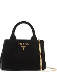 schwarze Shopper Tasche aus Samt von Prada