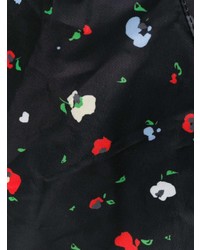 schwarze Shopper Tasche aus Segeltuch mit Blumenmuster von Ganni