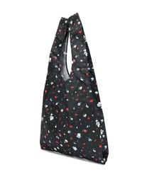 schwarze Shopper Tasche aus Segeltuch mit Blumenmuster von Ganni