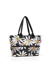 schwarze Shopper Tasche aus Segeltuch mit Blumenmuster von Reisenthel