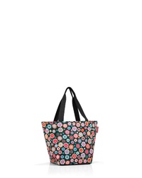 schwarze Shopper Tasche aus Segeltuch mit Blumenmuster von Reisenthel