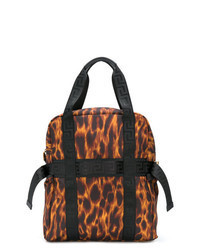 schwarze Shopper Tasche aus Segeltuch mit Leopardenmuster
