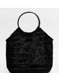 schwarze Shopper Tasche aus Segeltuch von Accessorize