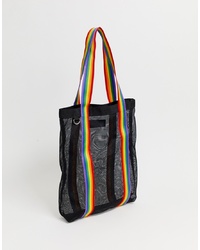 schwarze Shopper Tasche aus Segeltuch von ASOS DESIGN