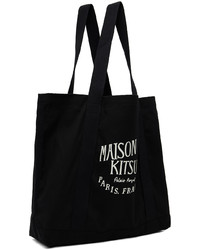 schwarze Shopper Tasche aus Segeltuch von MAISON KITSUNÉ