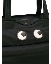 schwarze Shopper Tasche aus Segeltuch von Anya Hindmarch