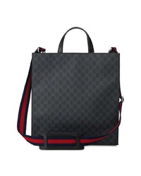 schwarze Shopper Tasche aus Segeltuch von Gucci