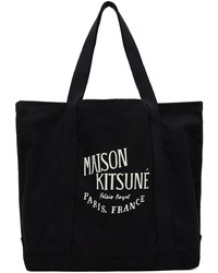 schwarze Shopper Tasche aus Segeltuch von MAISON KITSUNÉ
