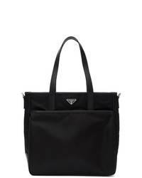 schwarze Shopper Tasche aus Segeltuch von Prada