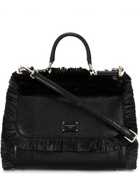 schwarze Shopper Tasche aus Stroh von Dolce & Gabbana