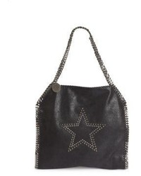 schwarze Shopper Tasche aus Wildleder mit Sternenmuster