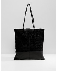 schwarze Shopper Tasche aus Wildleder von ASOS DESIGN