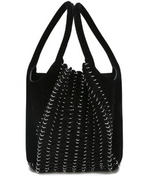schwarze Shopper Tasche aus Wildleder von Paco Rabanne