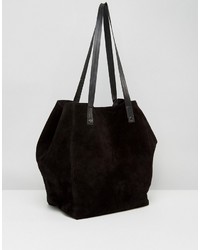 schwarze Shopper Tasche aus Wildleder von Asos