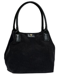 schwarze Shopper Tasche aus Wildleder von Tom Tailor