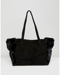 schwarze Shopper Tasche aus Wildleder von Urbancode
