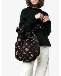 schwarze Shopper Tasche mit Blumenmuster von Simone Rocha