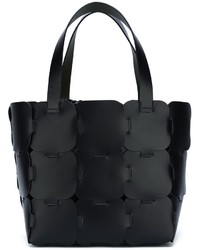 schwarze Shopper Tasche mit Flicken von Paco Rabanne