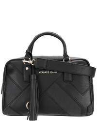 schwarze Shopper Tasche mit Flicken von Versace