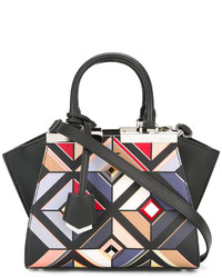 schwarze Shopper Tasche mit geometrischem Muster von Fendi