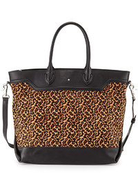 schwarze Shopper Tasche mit Leopardenmuster