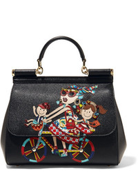 schwarze Shopper Tasche mit Reliefmuster von Dolce & Gabbana