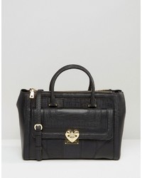 schwarze Shopper Tasche mit Reliefmuster von Love Moschino