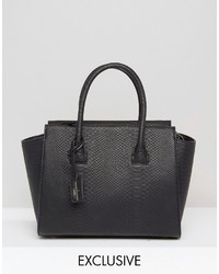 schwarze Shopper Tasche mit Schlangenmuster von Pauls Boutique