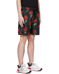 schwarze Shorts mit Blumenmuster von VERSACE JEANS COUTURE