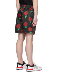 schwarze Shorts mit Blumenmuster von VERSACE JEANS COUTURE