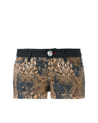 schwarze Shorts mit Leopardenmuster