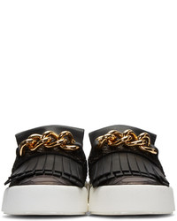 schwarze Slip-On Sneakers aus Leder mit Schlangenmuster von Giuseppe Zanotti