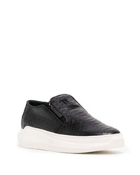 schwarze Slip-On Sneakers aus Leder mit Schlangenmuster von Giuseppe Zanotti