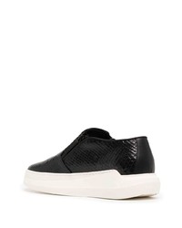 schwarze Slip-On Sneakers aus Leder mit Schlangenmuster von Giuseppe Zanotti