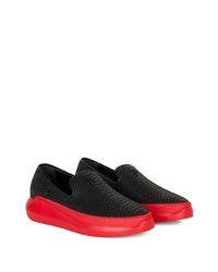 schwarze Slip-On Sneakers aus Leder mit Schlangenmuster von Giuseppe Zanotti