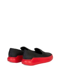 schwarze Slip-On Sneakers aus Leder mit Schlangenmuster von Giuseppe Zanotti