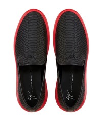 schwarze Slip-On Sneakers aus Leder mit Schlangenmuster von Giuseppe Zanotti