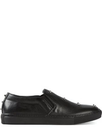 schwarze Slip-On Sneakers aus Leder von Alexander McQueen
