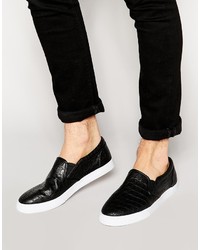 schwarze Slip-On Sneakers aus Leder von Asos