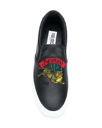 schwarze Slip-On Sneakers aus Leder von Kenzo
