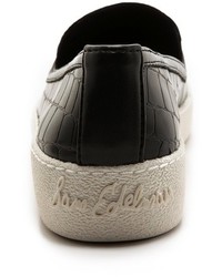schwarze Slip-On Sneakers aus Leder von Sam Edelman